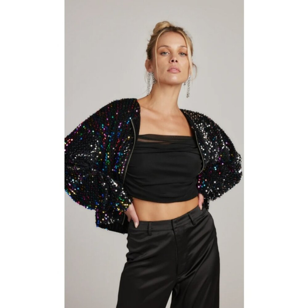 #287 12th Tribe Ozzy Multi Sequin Zip Up Jacket
